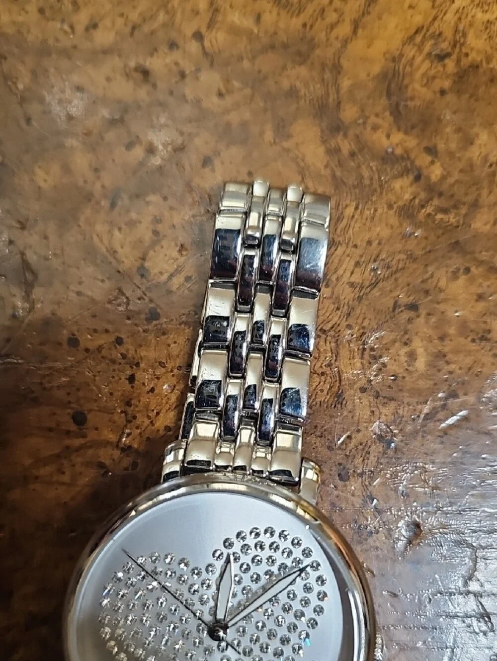Fossil Silver Crystal Heart Bracelet Watch